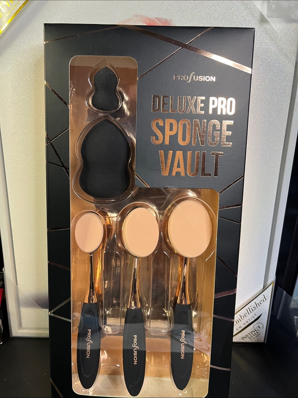 Profusion Cosmetics Brush & Sponge Set - Black and Rose Gold NWT
